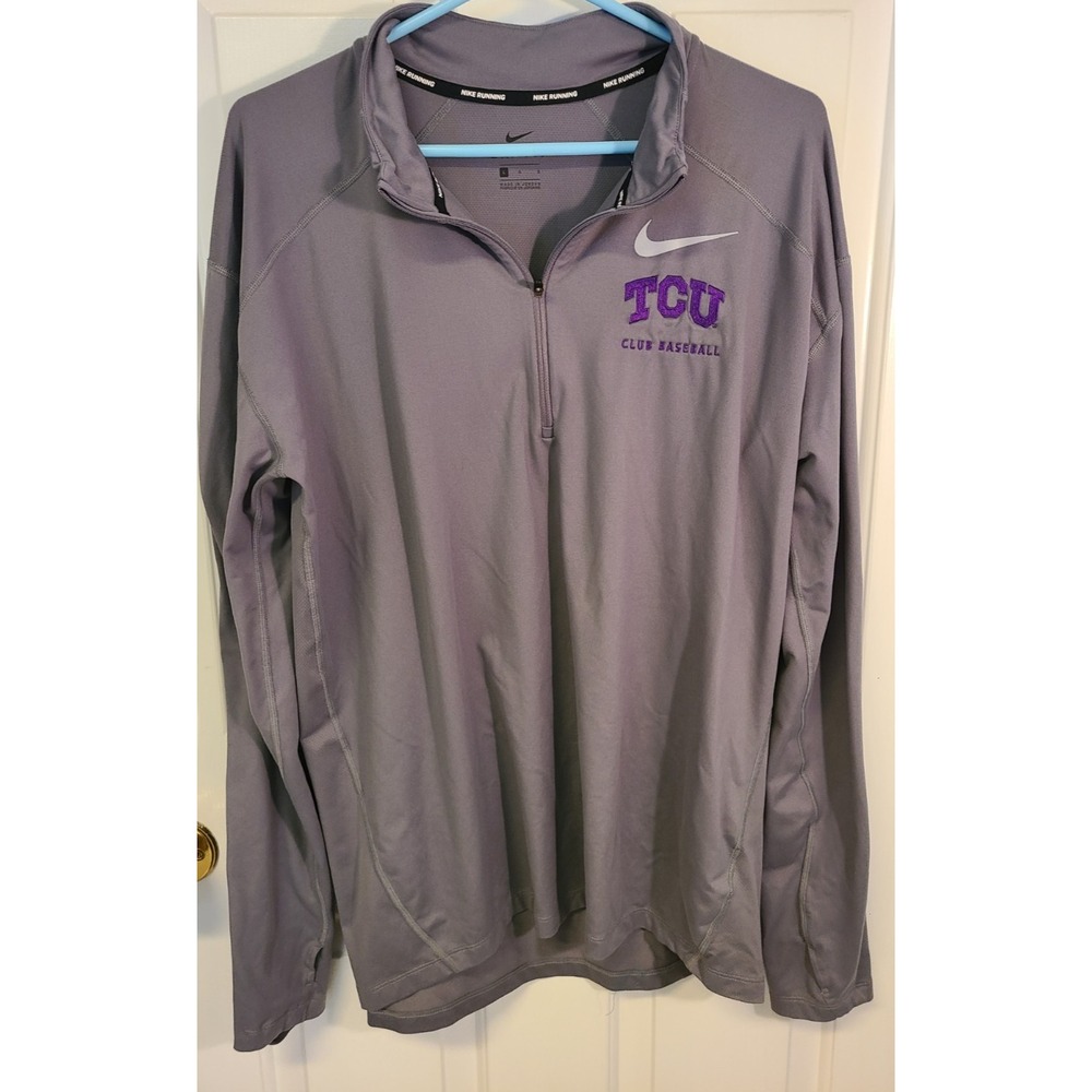 Nike TCU Horned Frogs 1/4 Zip Pullover Men's Running Thumbhole‎ Baseball sz L